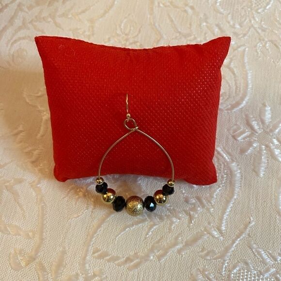 💥Nickel Free Black and Gold Dangle Drop  fashion cute Earrings - Picture 2 of 11